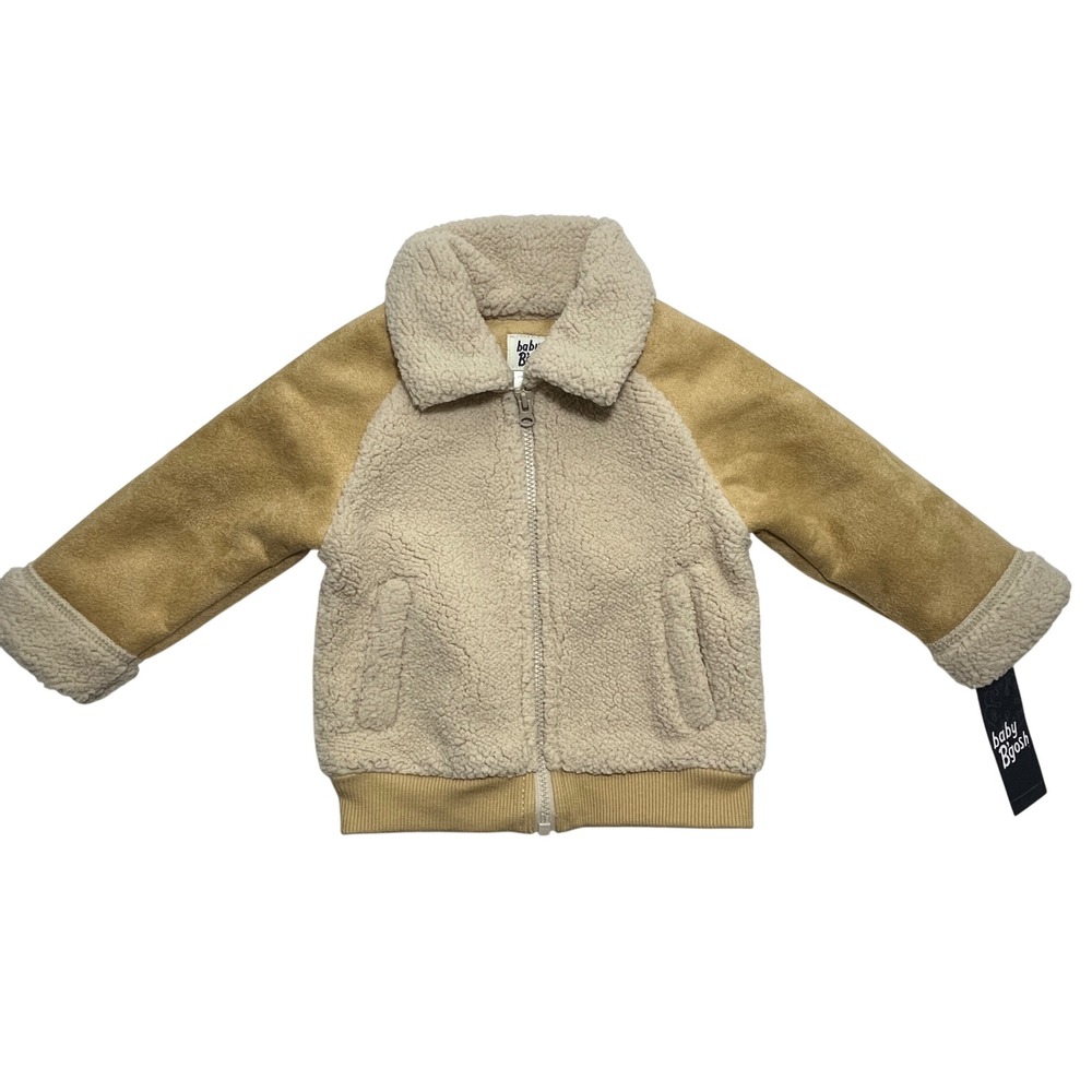 OshKosh‎ B'gosh Baby Colorblock Fleece & Sherpa Jacket Tan Size 6 Months NWT